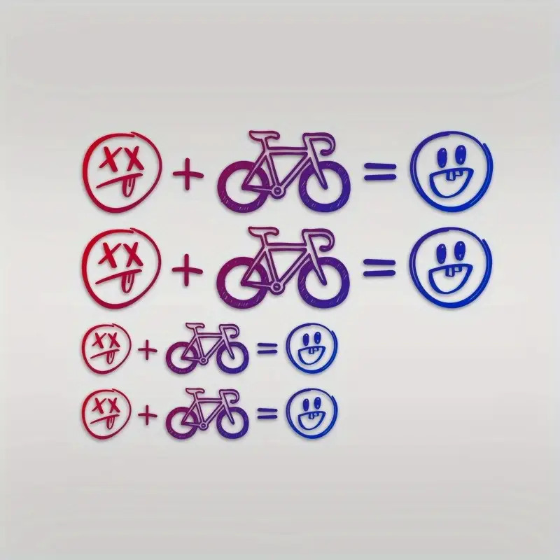 4pcs Happy Face Bike Sticker S - Mountain Biking Quotes incelemesi ve fiyatı